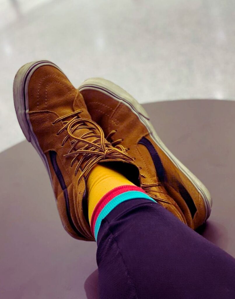 
Picture of Nikki Mock, barber and stylist, waiting at the John Glenn International Airport in Columbus, Ohio.