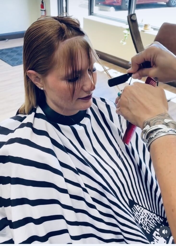 Nikki Mock, Modern Barber pictured in her Fuzz's Barbershop in Lancaster, Ohio.